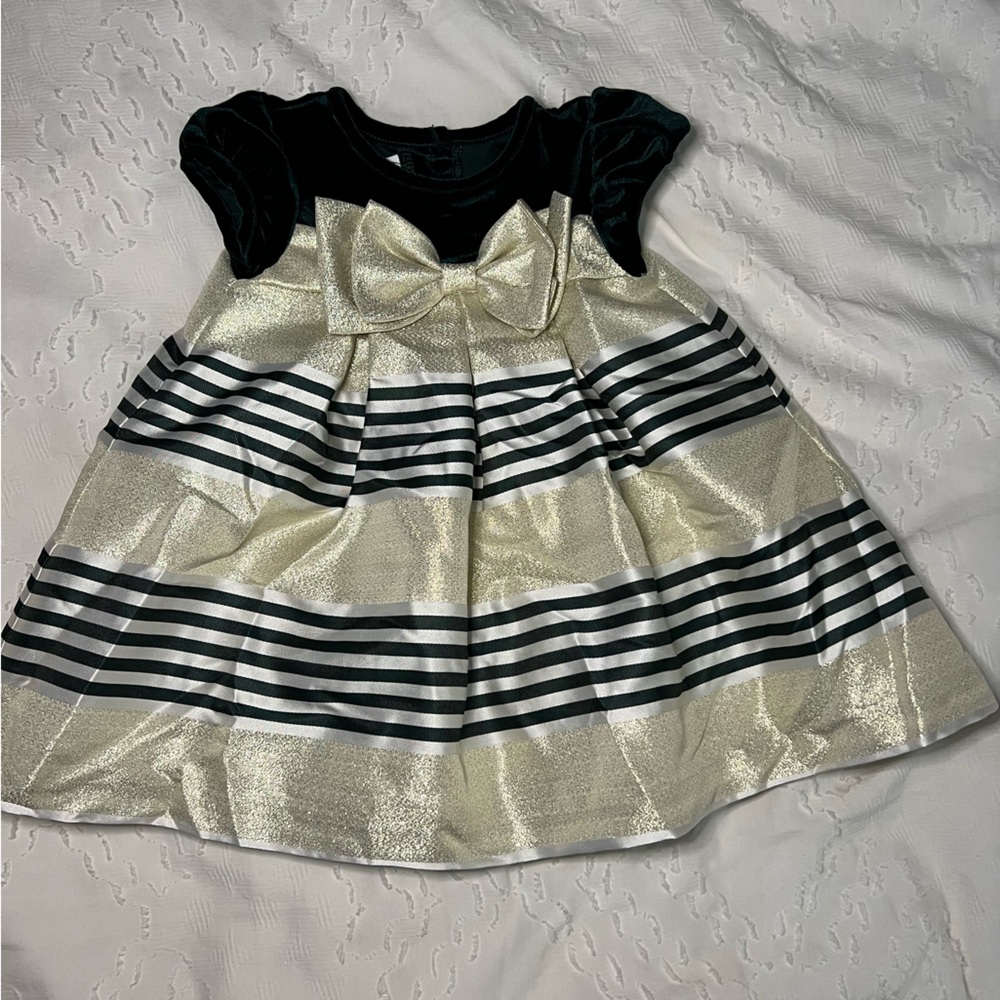Bonnie Baby Green Holiday Christmas Dress